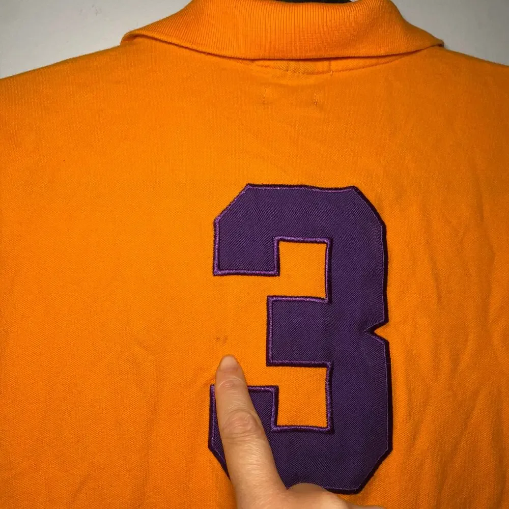 Ralph Lauren Orange Purple Embroidered Polo 3 Polo Shirt Preppy Kids size Large